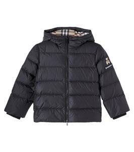 Пуховик Burberry Check Burberry Kids, черный