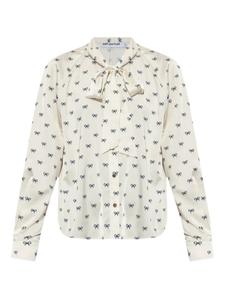 Рубашка с бантовым принтом Self-Portrait, белый