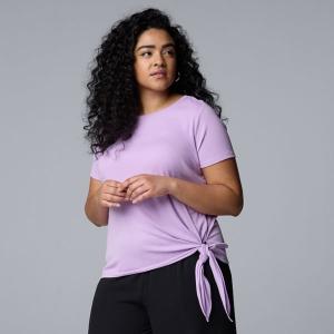 Футболка больших размеров с завязками по бокам Simply Vera Vera Wang, цвет lilac flower