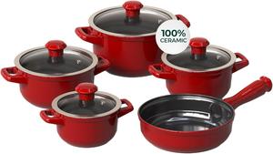 Набор посуды Ceraflame Cookware, 9 предметов, томатно-красный