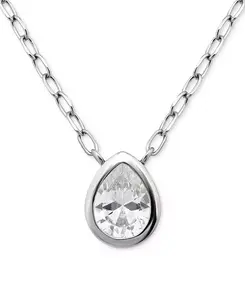 Ожерелье с подвеской в форме груши из кубического циркония, 16 дюймов + 2 дюйма, эксклюзивно в Macy's Giani Bernini, silver
