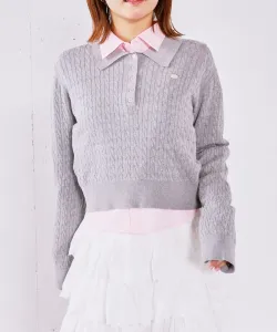 Комплект из вязаной рубашки-поло и рубашки с косами Archives, цвет Silver Gray