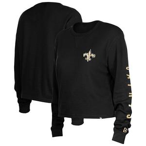 Женская черная футболка New Orleans Saints с длинным рукавом New Era