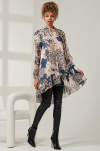 Рубашка с асимметричным многоуровневым подолом Jolie Moi, синий