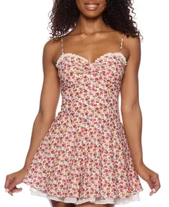 Мини-платье с рюшами и цветочным принтом для девушек B Darlin, мультиколор