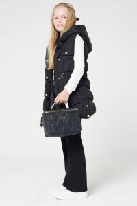 Жилет с капюшоном из искусственного меха для девочек River Island, черный