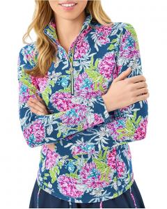 Женская блуза Lilly Pulitzer Justine Half Zip UPF 50+, Multi Dahlia Licious