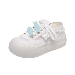 BINGO DUCK Женские белые противоскользящие скейтерские кеды с низким верхом, цвет White