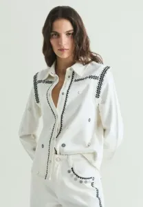 Блузка с вышивкой в виде конфет на пуговицах Scalpers, Ecru