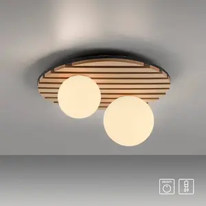 Настенный светильник для дома Erinette акустические панели с стеклянным шаром G9 теплый белый, дерево, акустика, панели, стекло, матовый белый, потолочная лампа My Home, Holz-natur