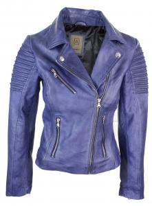 Приталенная куртка из мягкой кожи в байкерском стиле TruClothing, цвет blue purple