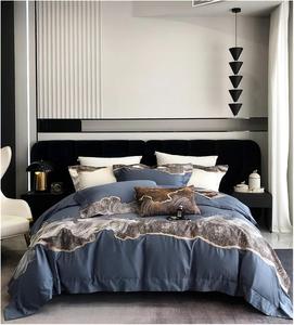 UOIO Комплект постельного белья из египетского хлопка 120S с современной вышивкой в технике пэчворк