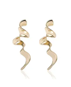 Волнистые эффектные серьги-подвески Bcbg, gold