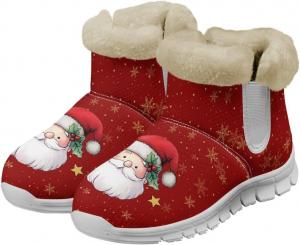 Женские зимние сапоги для Рождества с меховой подкладкой, теплые, удобные, легкие, противоскользящие, для бега, размеры США 6-12 Fuxowvby, Santa Claus
