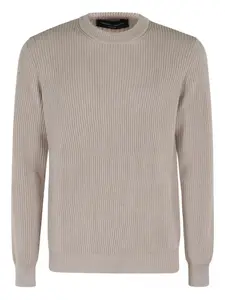 Ребристый свитер с круглым вырезом Roberto Collina, нейтральный