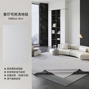 AOVOC Ковер 180х240 см для гостиной/спальни, съемный и моющийся, в итальянском минималистском стиле, серый, машинная стирка, Silver Silk-02 (Skin Mousse Velvet)