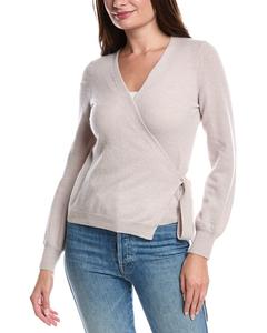 Кашемировый свитер Forte Cashmere Wrap Surplice, коричневый