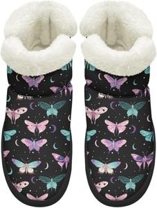 Женские удобные зимние сапоги для прогулок с противоскользящей подошвой EVA, сапоги средней длины до икры, с искусственным мехом, размеры 4.5-12 Chririnla, Colorful Moth