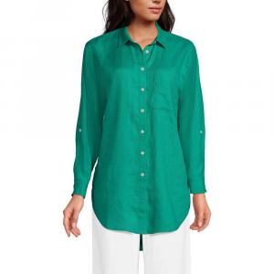 Женский свободный топ-туника с закатанными рукавами и закругленными рукавами Lands' End, цвет Island Emerald