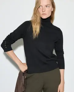 Женский базовый джемпер из вискозы однотонный Woman El Corte Inglés, черный