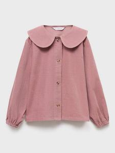 Детская блузка Tipy с длинными рукавами и воротником Peter Pan из вельвета Mango, Pink