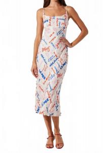 Джоан Принт Макси Платье В Белом Мульти Сценарий ASTR
