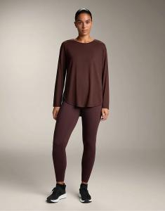 Лонгслив OYSHO с длинным рукавом и складкой сзади из смеси модала коричневого цвета