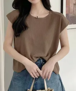 Топ без рукавов с ребристой отделкой спереди Aimoha - Select -, цвет Camel