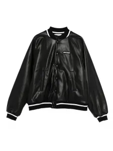 Куртка-бомбер с бейсбольным воротником Palm Angels Kids, черный