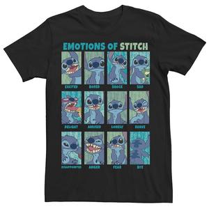 Мужская футболка Disney's Lilo & Stitch the Emotions Of Stitch Panel Grid Licensed Character, черный