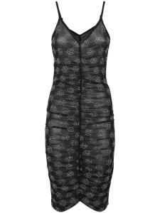 Philipp Plein платье из тюля с монограммой, черный