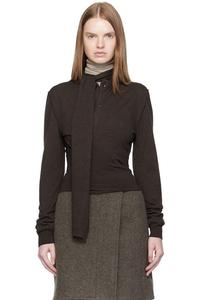 Lemaire Коричневый кардиган с витым шарфом