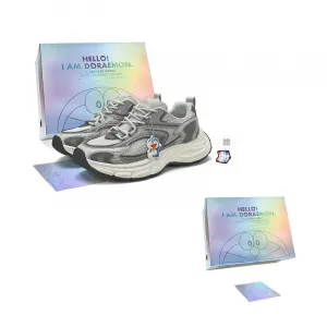 Doraemon Дораэмон Низкие массивные кроссовки унисекс фантомный серый (версия с подвеской) и носки, цвет Phantom Gray (Pendant Version)+Socks