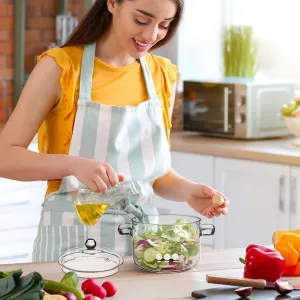 Кастрюля из боросиликатного стекла - Прозрачная кастрюля с крышкой - Диаметр 14 см - 13 литров - Двойные ручки - Совместимость с газовыми и индукционными плитами - Кухонная посуда - Хранение продуктов Markenlos