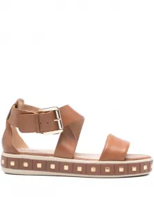 Босоножки Leelu с пряжками и металлическими заклёпками Geox, коричневый