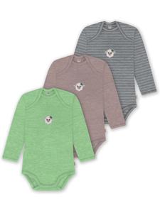 Normani Outdoor Sports Комплект из 3 детских боди с длинными рукавами из мериносовой шерсти, цвет Окленд, серый/розовый/зеленый