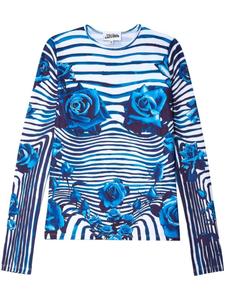 Jean Paul Gaultier полосатая футболка с цветочным принтом, синий