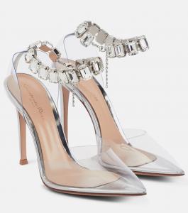 Декорированные туфли из ПВХ Gianvito Rossi, Trasp+Silver