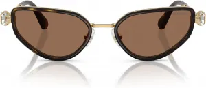 Женские солнцезащитные очки Swarovski Sk7027 "Кошачий глаз", Gold/Havana/Dark Brown