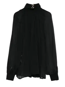 Декорированная блузка с высоким воротником Elisabetta Franchi, черный