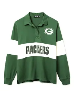Женский свитер с длинным рукавом в стиле регби с символикой команды «Грин Бэй Пэкерс» НФЛ Junk Food Clothing, зеленый