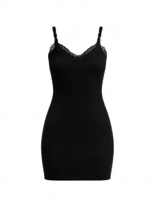 Кружевное платье с V-образным вырезом VETEMENTS, черный