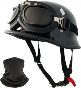 Немецкие мотоциклетные полушлемы, винтажный открытый мотоциклетный шлем, полушлем с сертификатом ECE, шлем-«реактивный», ретро-шлем для чоппера с быстросъемными пряжками для мопедов, скутеров, круизеров, шлем-«реактивный» CZSBXBHD, c