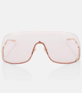 Оверсайз солнцезащитные очки Gucci, Gold-Gold-Pink