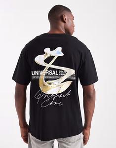 Футболка oversize с принтом на спине черного цвета Jack & Jones