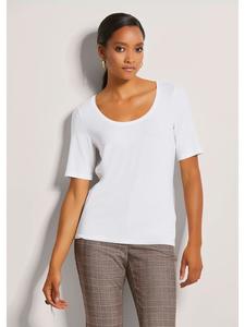 MADELEINE Летняя базовая футболка с круглым вырезом, кремового цвета