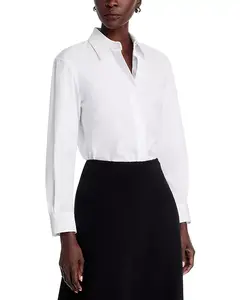 Рубашка приталенного кроя с зауженной талией Lafayette 148 New York, белый