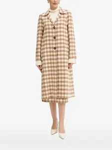 Пальто в клетку Scuderia на пуговицах Luisa Spagnoli, бежевый