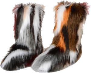 Женские зимние ботинки MH Bailment из искусственного меха, средние сапоги до икры, пушистые модные короткие зимние ботинки, Multicolor