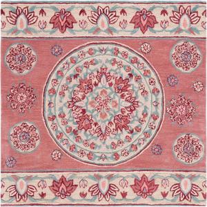 Ковер SAFAVIEH, 153 x 153 см, коллекции Bellagio — красный и бежевый, ручной работы медальон из шерсти, идеально для помещений с высокой проходимостью в гостиной, спальне (BLG601Q)